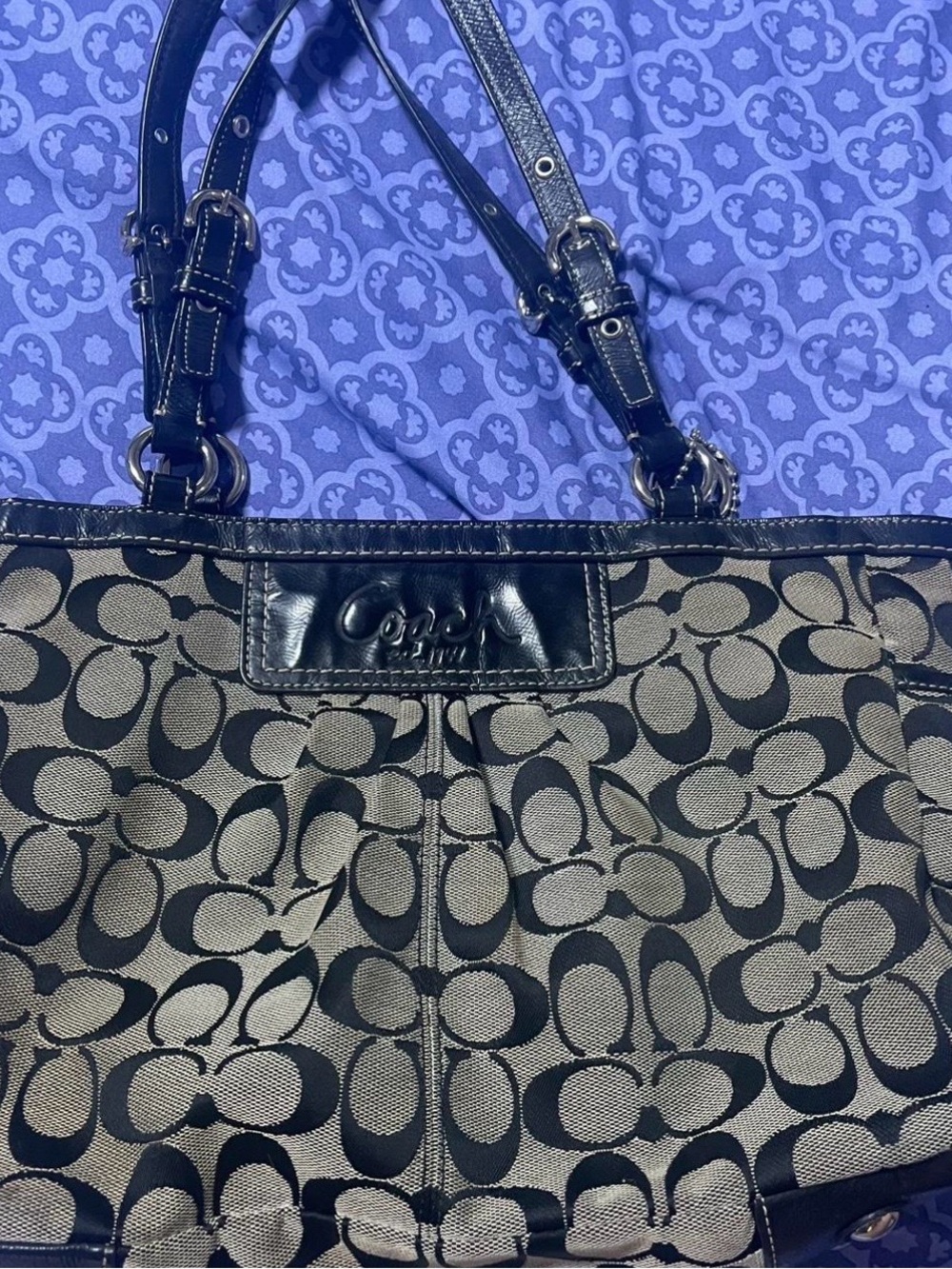 Coach Signature Canvas Tote Bag in Brown and Black